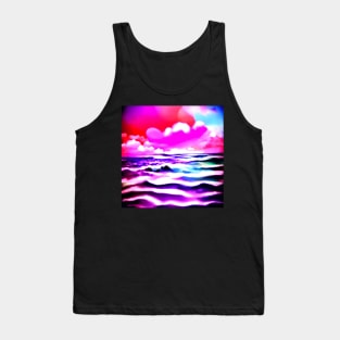 Surrealistic Neon Purple Sea Sunset in a  Post apocalyptic Wonderland Tank Top